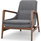 Enzo Accent Chair in Shale Grey Fabric on Walnut Finish Ash Frame